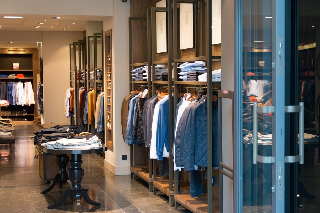 Apparel displayed in a retail store