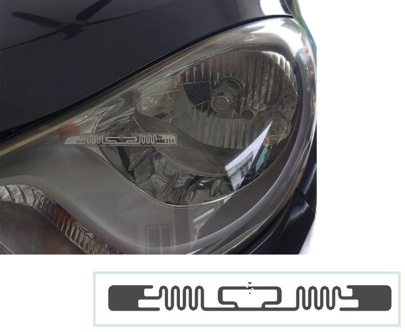Headlight Anti Transfer UHF tamper-evident fragile RFID label · 98×12 mm · Alien Higgs 9 (RT-F103)